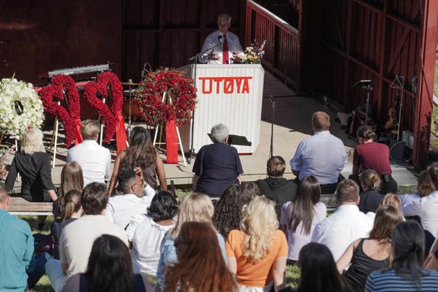 22. juli markering pa Utoya Utoya 20260722. Statsminister Jonas Gahr Store (Ap) taler under 22. juli markeringen pa Utoya. I ar er det 15 ar siden terrorangrepet hvor 77 mennesker ble drept i 2011. Foto: Thomas Fure NTB Utoya Norge yW3C4j9LWWE EDITORIAL USE ONLY Ref:_BNC_POLyW3C4j9LWWE.jpg *** July 22 commemoration on Utøya Utøya 20260722 Prime Minister Jonas Gahr Store (Ap) speaks during the July 22 commemoration on Utøya. This year marks 15 years since the terrorist attack in which 77 people were killed in 2011. Photo: Thomas Fure, NTB Utøya Norway yW3C4j9LWWE EDITORIAL USE ONLY Ref BNC POLyW3C4j9LWWE jpg  Copyright: xThomasxFurex xNTBx