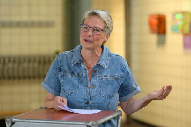 22.07.2026,Pressetermin, Übergabe des Fördermittelbescheids für das Projekt AWO Wir-Garten im Zukunftsgarten der IGA 2027 Ute Mais (CDU) Bürgermeisterin der Stadt Dortmund bei ihrem Grußwort Dortmund Kokerei Hansa, Emscherallee 11, NRW Deutschland *** July 22, 2026, Press Event, Presentation of the Grant Award Notice for the AWO Wir Garten Project in the Garden of the Future at the IGA 2027; Ute Mais (CDU), Mayor of Dortmund, delivering her opening remarks; Dortmund Kokerei Hansa, Emscherallee 11, North Rhine-Westphalia, Germany