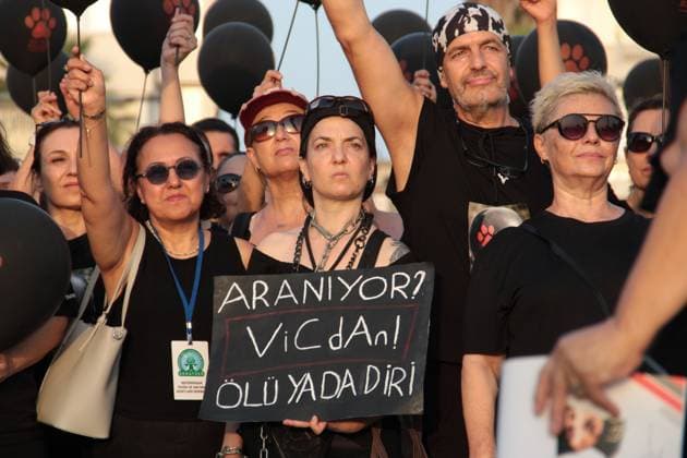 July 22, 2026, Â°Zmir, ToÂ¼rkiye: IZMIR, TURKEY Ã¢â‚¬ JULY 22, 2026: Participants dressed in black walk silently from Pasaport Ferry Terminal to Alsancak Ferry Terminal during an awareness march organized by volunteers to highlight the welfare and rights of stray animals. Carrying black balloons bearing the words One Life Lost, demonstrators complete the march without chanting slogans before delivering a brief press statement at the end of the route. Â°Zmir Türkiye  - ZUMAq101 20260722_zna_q101_209 Copyright: xNagihanxCakirx