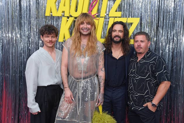 Tokio Hotel (Georg Listing, Bill Kaulitz, Tom Kaulitz, Gustav Schäfer) bei der KAULITZ & KAULITZ STAFFEL 3 PREMIERE im Delphi Filmpalast in Berlin am 22.07.2026 *** Tokio Hotel s Georg Listing, Bill Kaulitz, Tom Kaulitz, and Gustav Schäfer at the premiere of KAULITZ KAULITZ Season 3 at the Delphi Filmpalast in Berlin on July 22, 2026