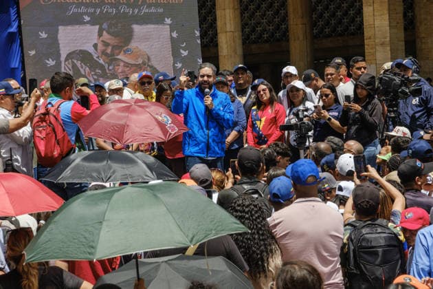 Maduro supporters gather in Caracas CARACAS, VENEZUELA - JULY 22: Nicolas Maduro Guerra speaks as government supporters and family members gather at the historic Plaza Caracas for a Patriots Gathering in Caracas, Venezuela, on July 22, 2026. The rally, which called for the release of Nicolas Maduro, coincided with his third hearing in a New York federal court, where the start of his trial was scheduled for June 1, 2027. Diko Betancourt Anadolu Caracas Venezuela. Editorial use only. Please get in touch for any other usage.  Copyright: x2026xAnadoluxDikoxBetancourtx