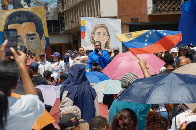 Maduro supporters gather in Caracas CARACAS, VENEZUELA - JULY 22: Nicolas Maduro Guerra speaks as government supporters and family members gather at the historic Plaza Caracas for a Patriots Gathering in Caracas, Venezuela, on July 22, 2026. The rally, which called for the release of Nicolas Maduro, coincided with his third hearing in a New York federal court, where the start of his trial was scheduled for June 1, 2027. Diko Betancourt Anadolu Caracas Venezuela. Editorial use only. Please get in touch for any other usage.  Copyright: x2026xAnadoluxDikoxBetancourtx