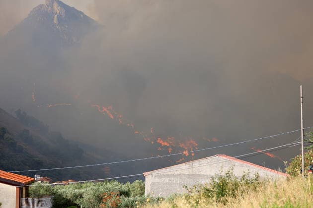 Wildfire firefighting efforts continue on Sicily island PALERMO, ITALY - JULY 22: Wildfires continue to burn in several parts of Sicily as firefighting efforts remain underway in Palermo, Sicily, Italy on July 22, 2026. Aircraft and helicopters are being used to battle a wildfire in the Casaboli forest, located in the mountainous area between the towns of Monreale and Pioppo near Palermo. Alberto Lo Bianco Anadolu Palermo Italy. Editorial use only. Please get in touch for any other usage.  Copyright: x2026xAnadoluxAlbertoxLoxBiancox