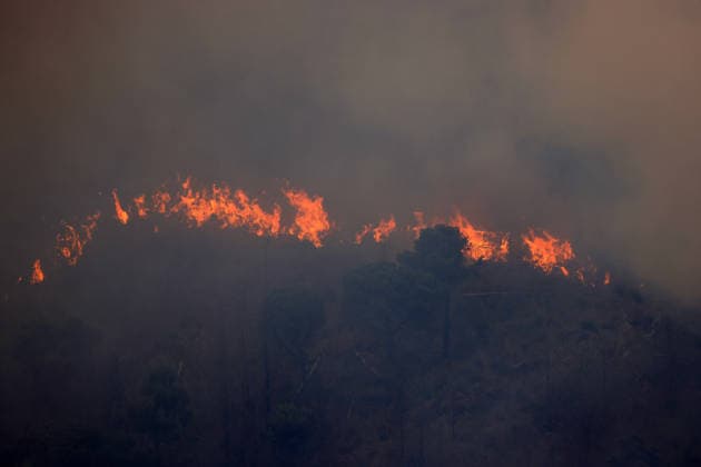 Wildfire firefighting efforts continue on Sicily island PALERMO, ITALY - JULY 22: Wildfires continue to burn in several parts of Sicily as firefighting efforts remain underway in Palermo, Sicily, Italy on July 22, 2026. Aircraft and helicopters are being used to battle a wildfire in the Casaboli forest, located in the mountainous area between the towns of Monreale and Pioppo near Palermo. Alberto Lo Bianco Anadolu Palermo Italy. Editorial use only. Please get in touch for any other usage.  Copyright: x2026xAnadoluxAlbertoxLoxBiancox
