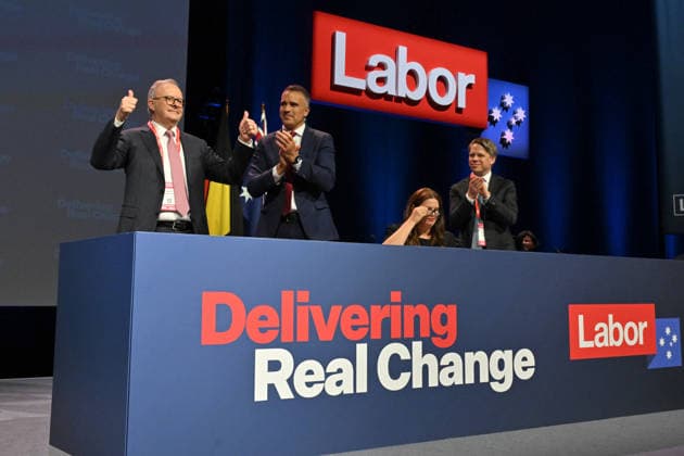 ALP NATIONAL CONFERENCE, Prime Minister Anthony Albanese after speaking during the 50th Australian Labor Party (ALP) national convention at the Adelaide Convention Centre, in Adelaide, Thursday, July 23, 2026. ( ADELAIDE SOUTH AUSTRALIA AUSTRALIA  Copyright: xMICKxTSIKASx 20260723137019689527