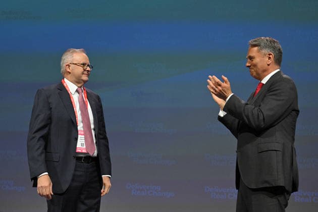 ALP NATIONAL CONFERENCE, Prime Minister Anthony Albanese and Deputy Prime Minister Richard Marles during the 50th Australian Labor Party (ALP) national convention at the Adelaide Convention Centre, in Adelaide, Thursday, July 23, 2026. ( ADELAIDE SOUTH AUSTRALIA AUSTRALIA  Copyright: xMICKxTSIKASx 20260723180060509510