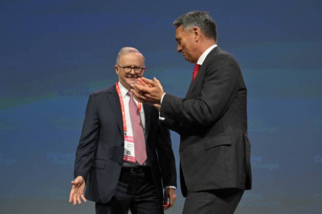 ALP NATIONAL CONFERENCE, Prime Minister Anthony Albanese and Deputy Prime Minister Richard Marles during the 50th Australian Labor Party (ALP) national convention at the Adelaide Convention Centre, in Adelaide, Thursday, July 23, 2026. ( ADELAIDE SOUTH AUSTRALIA AUSTRALIA  Copyright: xMICKxTSIKASx 20260723123493397903