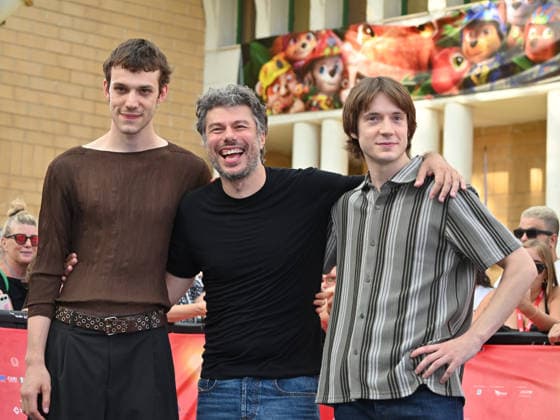 July 22, 2026, Giffoni Valle Piana, Salerno, Italy: Matteo Oscar Giuggioli - Elia Nuzzolo - Sydney Sibilia at the blu carpet at the 2026 Giffoni Film Festival Giffoni Valle Piana Italy - ZUMAs197 20260722_aaa_s197_432 Copyright: xAntoninoxD™Espositox