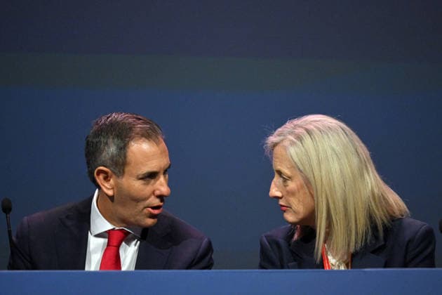 ALP NATIONAL CONFERENCE, Treasurer Jim Chalmers and Minister for Finance Katy Gallagher during the 50th Australian Labor Party (ALP) national convention at the Adelaide Convention Centre, in Adelaide, Thursday, July 23, 2026. ( ADELAIDE SOUTH AUSTRALIA AUSTRALIA  Copyright: xMICKxTSIKASx 20260723135206056305