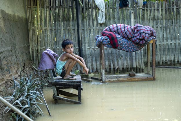 Flood in Indian Northeastern State Assam JORHAT, INDIA - JULY 22: A child sits on a chair above floodwaters outside his inundated home in a flood-affected neighborhood, on July 22, 2026 in Jorhat, India. The flood situation in Assam remained critical, with more than 630,000 people affected across 21 districts. The state’s death toll has risen to 12. David Talukdar Anadolu Jorhat India. Editorial use only. Please get in touch for any other usage.  Copyright: x2026xAnadoluxDavidxTalukdarx