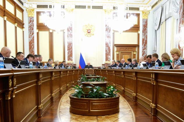 RUSSIA, MOSCOW - JULY 23, 2026: Mikhail Mishustin (C), Prime Minister of Russia, holds a meeting at the House of the Government. Dmitry Astakhov POOL TASS  95359301
