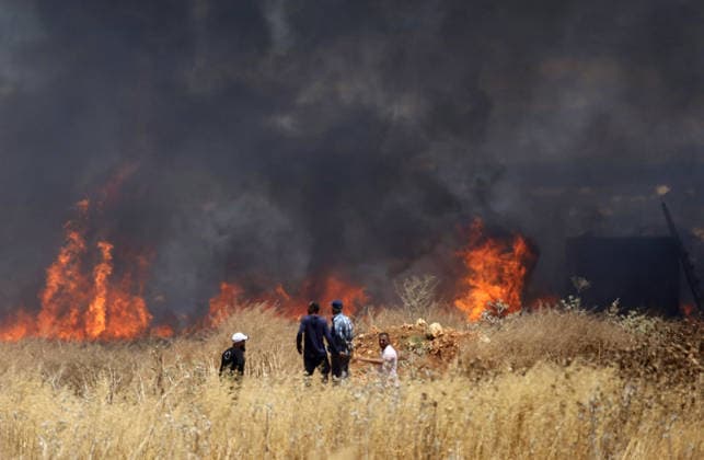 Israeli settlers attack Palestinian farmers and burn farmland near Nablus NABLUS, WEST BANK, PALESTINE - JULY 23: Israeli settlers attack Palestinian farmers and set fire to agricultural lands in the town of Beit Furik, east of Nablus in West Bank, Palestine on July 23, 2026. Nedal Eshtayah Anadolu Nablus West Bank. Editorial use only. Please get in touch for any other usage.  Copyright: x2026xAnadoluxNedalxEshtayahx