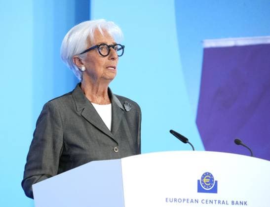 ECB keeps key rate intact European Central Bank President Christine Lagarde holds a press conference in Frankfurt on July 23, 2026, following the ECB s Governing Council meeting at which the benchmark deposit rate was kept unchanged at 2.25 percent.  A14AA0005624028P