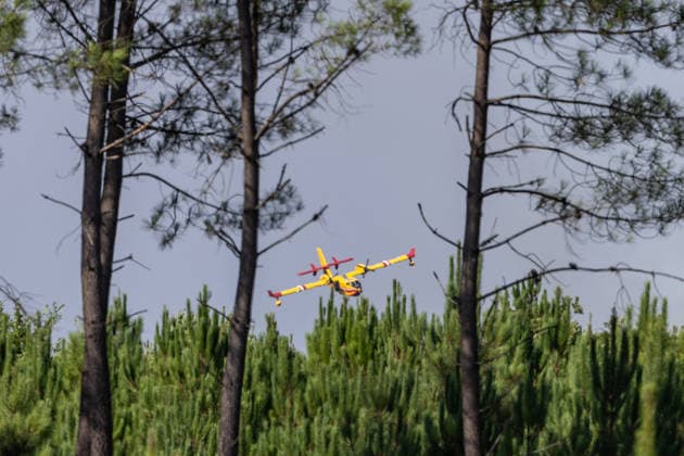 Wildfire Burns Near Le Porge - Gironde Firefighters are battling the blaze as emergency services remain mobilized to protect nearby residents, tourists and properties. Smoke rises as a wildfire burns near Lacanau and Le Porge, Gironde, France, on July 23, 2026. Photo by Margot Le Gonidec ABACAPRESS.COM Le Porge Gironde France  Copyright: xLexGonidecxMargot ABACAx