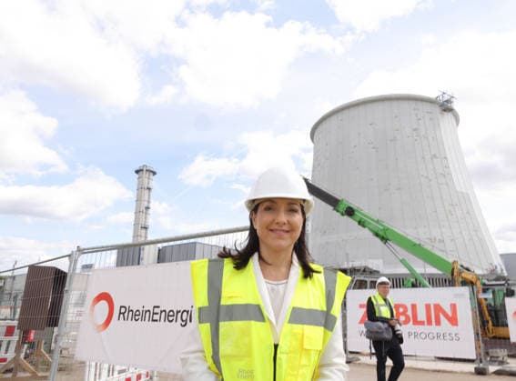 Bundeswirtschaftsministerin Reiche Produktion 23.07.2026, Germany, Koeln, Katherina Reiche, eröffnet mit der Firma Rhein Energie die Grundsteinlegung zu Europas grösster Flusswärme Pumpe, mit dabei Mona Neubauer, Ministerin NRW Grüne und Torsten Burmester , OB Köln, RheinEnergie Vorstand Andreas Feicht Koeln Nordrhein-Westfahlen Germany *** Federal Minister of Economic Affairs Katherina Reiche, Production, July 23, 2026, Germany, Cologne: Katherina Reiche, together with RheinEnergie, lays the cornerstone for Europe’s largest river heat pump. Also in attendance are Mona Neubauer, Minister for the Greens in North Rhine-Westphalia, and Torsten Burmester, Mayor of Cologne, as well as RheinEnergie CEO Andreas Feicht. Cologne, North Rhine-Westp