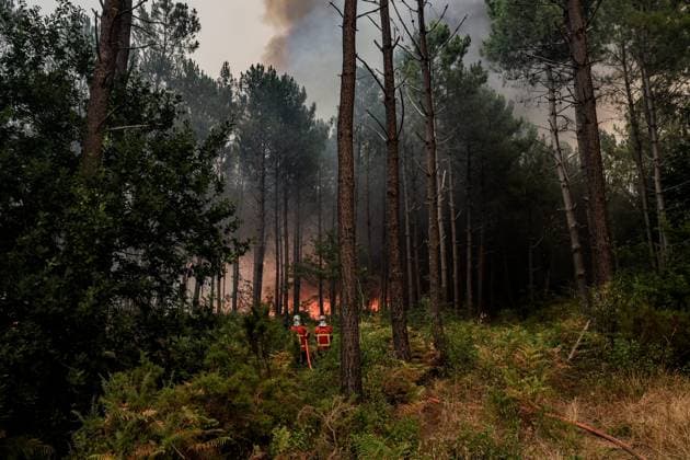 Fire in Gironde: 3,100 hectares burned between Saumos and Le Porge NEAR LEGE CAP FERRET PHOTOPQR SUD OUEST Guillaume Bonnaud GUILLAUME BONNAUD Bordeaux July 23, 2026 JULY 23, 2026 IN GIRONDE AROUND 2:30 P.M. Fire in Gironde: 3,100 hectares burned between Saumos and Le Porge NEAR LEGE CAP FERRET PH Guillaume Bonnaud Gironde, France – July 23, 2026 Firefighters battle a fast-moving wildfire in Bordeaux, Gironde, France  Copyright: xPHOTOPQR SUDxOUEST MAXPPPxGUILLAUMExBONNAUDx 20260723SDO6216 20260723SDO6216