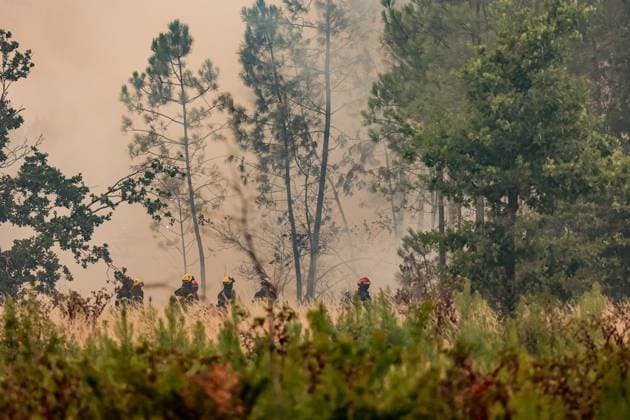 Fire in Gironde: 3,100 hectares burned between Saumos and Le Porge NEAR LEGE CAP FERRET PHOTOPQR SUD OUEST Guillaume Bonnaud GUILLAUME BONNAUD Bordeaux July 23, 2026 JULY 23, 2026 IN GIRONDE AROUND 2:30 P.M. Fire in Gironde: 3,100 hectares burned between Saumos and Le Porge NEAR LEGE CAP FERRET PH Guillaume Bonnaud Gironde, France – July 23, 2026 Firefighters battle a fast-moving wildfire in Bordeaux, Gironde, France  Copyright: xPHOTOPQR SUDxOUEST MAXPPPxGUILLAUMExBONNAUDx 20260723SDO6220 20260723SDO6220