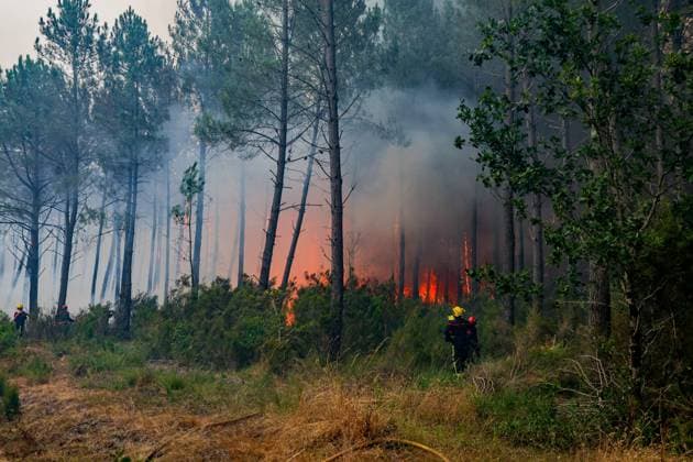 Fire in Gironde: 3,100 hectares burned between Saumos and Le Porge NEAR LEGE CAP FERRET PHOTOPQR SUD OUEST Guillaume Bonnaud GUILLAUME BONNAUD Bordeaux July 23, 2026 JULY 23, 2026 IN GIRONDE AROUND 2:30 P.M. Fire in Gironde: 3,100 hectares burned between Saumos and Le Porge NEAR LEGE CAP FERRET PH Guillaume Bonnaud Gironde, France – July 23, 2026 Firefighters battle a fast-moving wildfire in Bordeaux, Gironde, France  Copyright: xPHOTOPQR SUDxOUEST MAXPPPxGUILLAUMExBONNAUDx 20260723SDO6233 20260723SDO6233
