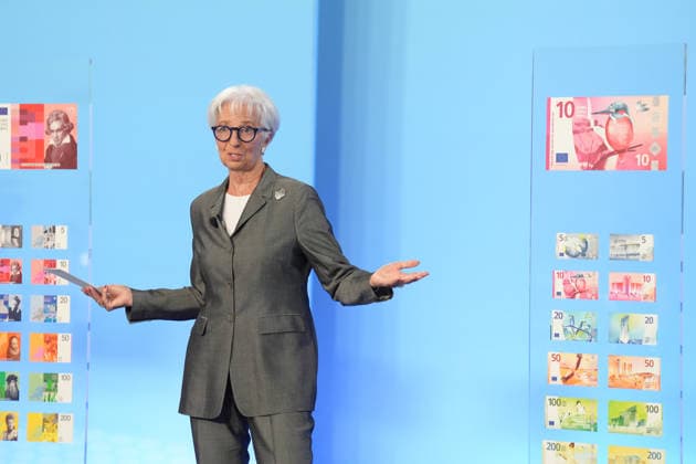 Vorstellung neuer Designvorschlaege zu EURO Banknoten durch die EZB Christine Lagarde, die Praesidentin der Europaeischen Zentralbank (EZB) bei der Praesentation von Designvorschlaegen zukuneftiger EURO Banknoten in der Europaeischen Union und des europaeischen Waehrungsraum. In eine Online Abstimmung kann nun die europaeische Bevoelkerung ueber den Gewinner entscheiden,, Frankfurt am Main, 23.07.2026 Frankfurt am Main Hessen Deutschland *** Presentation of new design proposals for euro banknotes by ECB President Christine Lagarde, President of the European Central Bank (ECB), at the presentation of design proposals for future euro banknotes in the European Union and the euro area. The European public can now vote online to decide on the w
