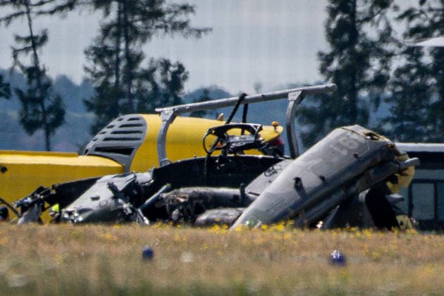 Military helicopter crash kills soldier, injures four in Czech Republic NAMEST NAD OSLAVOU, CZECH REPUBLIC - JULY 23: A Venom military helicopter carrying five soldiers crashed at a military base in Namest nad Oslavou, Czech Republic, on July 23, 2026. According to the Czech Army, one soldier was killed and four others were injured. The Army grounded all Venom and Viper helicopters following the crash. Lukas Kabon Anadolu Namest nad oslavou United States. Editorial use only. Please get in touch for any other usage.  Copyright: x2026xAnadoluxLukasxKabonx