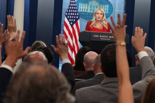 DC: White House Press Briefing with Karoline Leavitt White House Press Secretary Karoline Leavitt speaks during a press briefing in the James S. Brady Press Briefing Room at the White House on July 23, 2026 in Washington, D.C. (Photo by Samuel Corum Pool ABACAPRESS.COM) Washington, DC United States  Copyright: xPool ABACAx