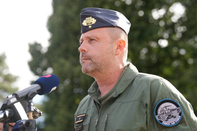 A Venom military helicopter with five soldiers aboard crashed at the helicopter base in Namest nad Oslavou, Czech Republic, on July 23, 2026. Czech Air Force Commander Petr Tomanek speaks with journalists in Namest nad Oslavou, Czech Republic, July 23, 2026. (CTKxPhoto JaroslavxSvoboda) CTKPhotoP2026072306449  CTKPhotoP2026072306449