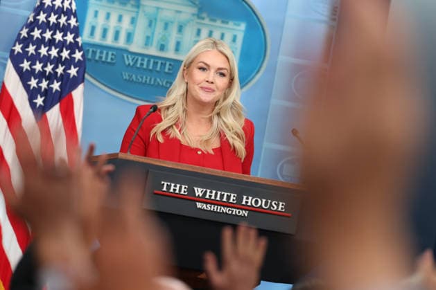 White House Press Secretary Karoline Leavitt speaks during a press briefing in the James S. Brady Press Briefing Room at the White House in Washington, DC on Thursday, July 23, 2026.  WASP20260723104 SamuelxCorum