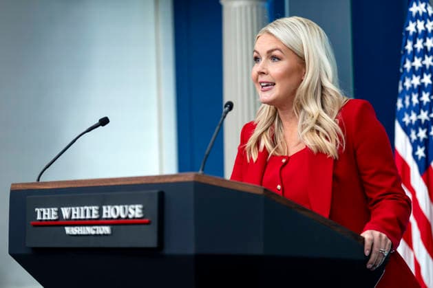 White House Press Secretary Karoline Leavitt speaks during a press briefing in the James S. Brady Briefing Room at the White House in Washington, DC on Thursday, July 23, 2026.  WAP20260723302 BONNIExCASH
