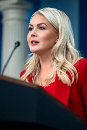 White House Press Secretary Karoline Leavitt speaks during a press briefing in the James S. Brady Briefing Room at the White House in Washington, DC on Thursday, July 23, 2026.  WAP20260723309 BONNIExCASH