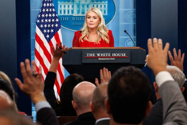 DC: White House Press Briefing with Karoline Leavitt White House Press Secretary Karoline Leavitt speaks during a press briefing in the James S. Brady Press Briefing Room at the White House on July 23, 2026 in Washington, D.C. (Photo by Samuel Corum Pool ABACAPRESS.COM) Washington DC United States  Copyright: xPool ABACAx