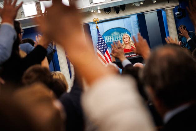 DC: White House Press Briefing with Karoline Leavitt White House Press Secretary Karoline Leavitt speaks during a press briefing in the James S. Brady Press Briefing Room at the White House on July 23, 2026 in Washington, D.C. (Photo by Samuel Corum Pool ABACAPRESS.COM) Washington DC United States  Copyright: xPool ABACAx