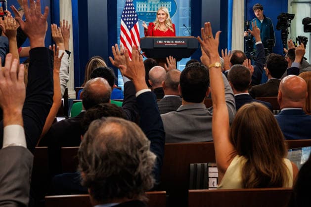 DC: White House Press Briefing with Karoline Leavitt White House Press Secretary Karoline Leavitt speaks during a press briefing in the James S. Brady Press Briefing Room at the White House on July 23, 2026 in Washington, D.C. (Photo by Samuel Corum Pool ABACAPRESS.COM) Washington DC United States  Copyright: xPool ABACAx