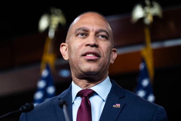 Hakeem Jeffries 7 23 26 UNITED STATES - JULY 23: House Minority Leader Hakeem Jeffries, D-N.Y., conducts a news conference in the Capitol Visitor Center after the House passed a war powers resolution to stop military action in Iran, on Thursday, July 23, 2026. (Tom Williams CQ Roll Call) Washington DC United States EDITORIAL USE ONLY Copyright: x2026xCQ-RollxCall,xInc.x TomxWilliamsx rollcallpix172185