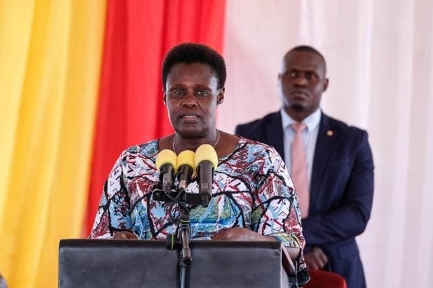 (260723) -- LUWERO, July 23, 2026 -- Ugandan Vice President Jessica Alupo speaks after a tour of China-Uganda Agricultural Cooperation Industrial Park in Luwero District, Uganda, July 23, 2026. Ugandan Vice President Jessica Alupo on Thursday hailed the China-Uganda Agricultural Cooperation Industrial Park as a key driver of the country s agricultural transformation through agro-processing. TO GO WITH Uganda VP hails China-backed agro-industrial park for boosting agricultural transformation (Photo by Xinhua) UGANDA-LUWERO-VICE PRESIDENT-VISIT-CHINA-UGANDA-AGRO-INDUSTRIAL PARK HajarahxNalwadda 