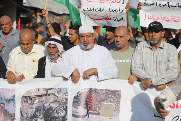 Palestinians march in Gaza City after 1,000 days of war Palestinians take part in a march in Gaza City on July 23, 2026, marking more than 1,000 days since the start of the war and calling for an end to military operations and the lifting of the blockade. Participants also expressed their rejection of forced displacement, according to the event’s organizers. Photo by Belal Osama apaimages Gaza Gaza Strip Palestinian Territory 230726_Gaza_BO_3_00(59) Copyright: xapaimagesxBelalxOsamax xapaimagesx
