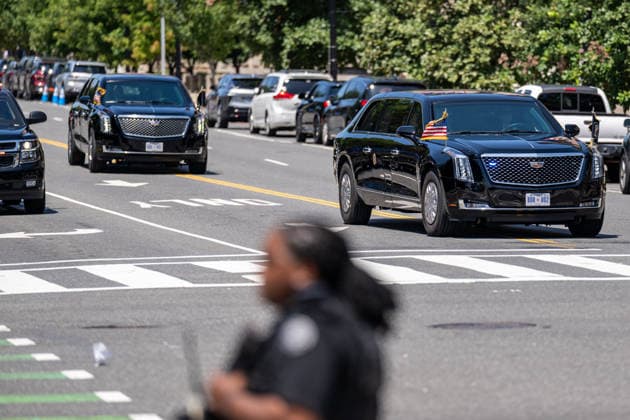 July 23, 2026, Washington, District Of Columbia, United States: U.S. President DONALD TRUMP travels by motorcade to the Environmental Protection Agency (EPA) headquarters in Washington, D.C. Washington United States  - ZUMAk206 20260723_znp_k206_008 Copyright: xMattxKaminskyx