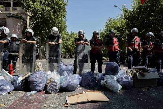July 23, 2026, Tirana, Albania: TIRANA, ALBANIA Ã¢â‚¬ JULY 23, 2026: Demonstrators gathered outside the Albanian Parliament during the fifty-fourth consecutive day of anti-government protests in Tirana, Albania, on July 23, 2026. Protesters attempted to block lawmakers arriving for the parliamentary session, leading to confrontations with riot police. Officers deployed water cannons, pepper spray and physical force as clashes broke out outside the parliament building. Several demonstrators were detained, while both protesters and police officers sustained injuries during the unrest. The protest movement, which began in opposition to a proposed luxury tourism development project linked to Jared Kushner and other international investors, h - ZUMAq101 20260723_zna_q101_150 Copyright: xVlasovxSulajx