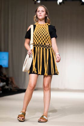UNIENDO MODA - MOMAD Fashion Week de Madrid ,Spain - 23 Jul 2026 A model walks the runway wearing a design by UNIENDO MODA during the Momad Fashion Week de Madrid in IFEMA. Madrid Spain Copyright: xAtilanoxGarciax xSOPAxImagesx photo02992