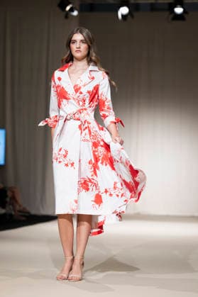 UNIENDO MODA - MOMAD Fashion Week de Madrid ,Spain - 23 Jul 2026 A model walks the runway wearing a design by UNIENDO MODA during the Momad Fashion Week de Madrid in IFEMA. Madrid Spain Copyright: xAtilanoxGarciax xSOPAxImagesx photo02999