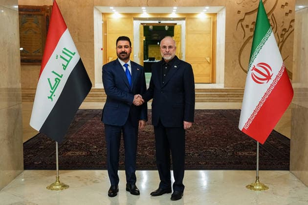 Ghalibaf Meets Iraqi Premier Tehran Speaker of the Parliament of Iran, Mohammad Bagher Ghalibaf (R), and Iraqi Prime Minister Ali al-Zaidi gesture for the media before a meeting in Tehran, Iran, on July 23, 2026. Iraqi Prime Minister Ali al-Zaidi is visiting Iran following a trip to the US where he met with the US President. Washington and Tehran are Iraq s main allies, but their enmity has long turned the country into a proxy battleground and left successive governments struggling to maintain a delicate balance between the foes, who have traded intensifying attacks in recent days. Tehran Tehran Iran Copyright: xHamedxMalekpourx