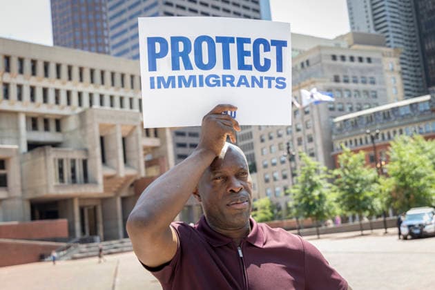 July 23, 2026. Boston, MA. People gathered in Boston City Hall Plaza to urge protection of Haitian Families. A coalition of advocacy organizations rallied to protect Haitian TPS and to stand for safety, stability, and the right for Haitian families to continue living, working, and contributing to our communities. The event was organized by a coalition of advocacy groups, including IFSI-USA, urging U.S. Senators to support Senate Bill 4814 to safeguard Haitian families and workers and demand work authorization rights for Haitian families. ProtectHaitianTPS SaveTPS TPSJustice StandWithHaiti HaitianCommunity BostonRally ImmigrantJustice immigrantrights Boston Massachusetts USA EDITORIAL USE ONLY Copyright: x x2026xMarilynxHumphriesx MARILYNxHUMPHRIESx mhphotos016583