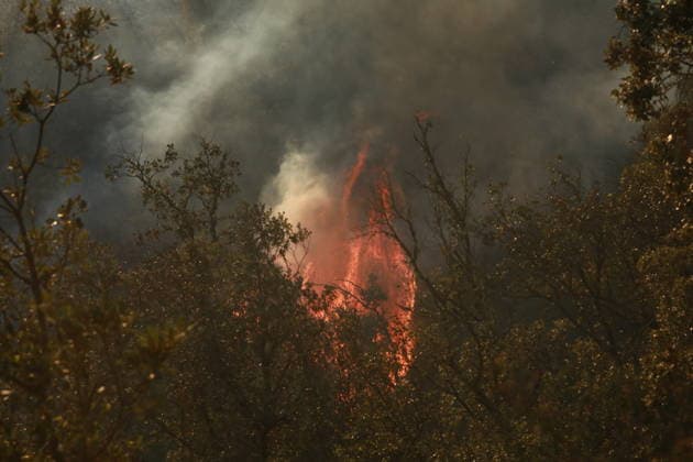 Wildfire breaks out in Cotignac, southern France COTIGNAC, FRANCE - JULY 23: Smoke rises from areas affected by a wildfire as firefighters continue efforts to contain the blaze near the town of Cotignac in southern France, on July 23, 2026. Mohamad Salaheldin Abdelghani Alsayed Anadolu Cotignac France. Editorial use only. Please get in touch for any other usage.  Copyright: x2026xAnadoluxMohamadxSalaheldinxAbdelghanixAlsayedx