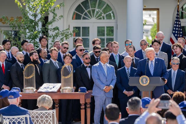July 23, 2026, Washington, District Of Columbia, Unites States: U.S. President DONALD TRUMP delivers remarks during a ceremony honoring the 2025 World Series champion Los Angeles Dodgers at the White House. Washington Unites States  - ZUMAk206 20260723_znp_k206_020 Copyright: xMattxKaminskyx
