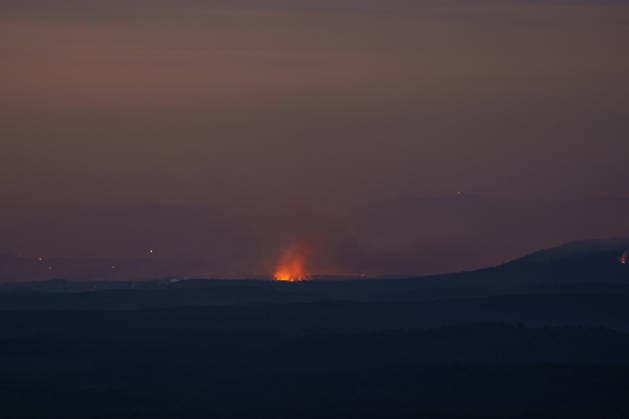 Wildfire reignites with strong Mistral wind in France. France - Cotignac, 23.07.2026 Overview at night as a wildfire spreads again near Cotignac in the Var department, southeastern France on Thursday. Strong Mistral winds fueled renewed fire activity, prompting a large firefighting operation. Departement Var