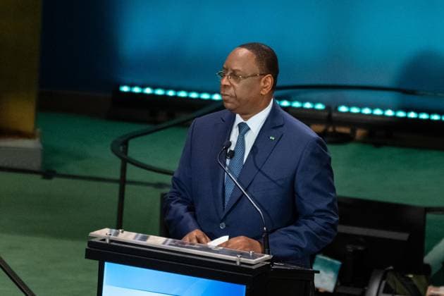 July 23, 2026, New York, New York, USA: Macky Sall speaks as all candidates for the position of Secretary-General respond to questions on key challenges for the United Nations in a televised debate organized by the President of the General Assembly Annalena Baerbock and sponsored by Bloomberg at UN Headquarters in New York, NY on July 23, 2026. There were 6 candidates: Michele Bachelet, Maria Fernanda Espinosa, Rafael Mariano Grossi, Rebeca Grynspan, Carolyn Rodriguez Birkett and Macky Sall. New York USA - ZUMAr339 20260723_znp_r339_051 Copyright: xLevxRadinx