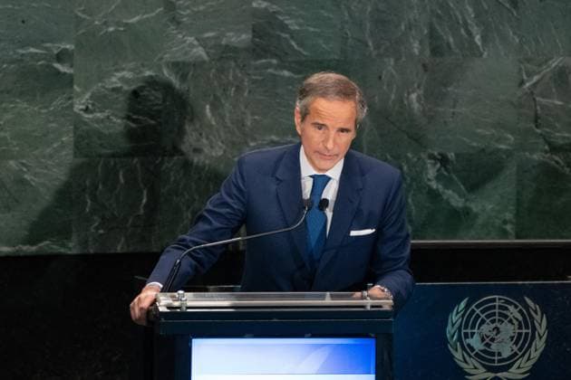 July 23, 2026, New York, New York, USA: Rafael Mariano Grossi speaks as all candidates for the position of Secretary-General respond to questions on key challenges for the United Nations in a televised debate organized by the President of the General Assembly Annalena Baerbock and sponsored by Bloomberg at UN Headquarters in New York, NY on July 23, 2026. There were 6 candidates: Michele Bachelet, Maria Fernanda Espinosa, Rafael Mariano Grossi, Rebeca Grynspan, Carolyn Rodriguez Birkett and Macky Sall. New York USA - ZUMAr339 20260723_znp_r339_058 Copyright: xLevxRadinx