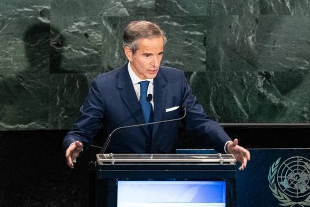 July 23, 2026, New York, New York, USA: Rafael Mariano Grossi speaks as all candidates for the position of Secretary-General respond to questions on key challenges for the United Nations in a televised debate organized by the President of the General Assembly Annalena Baerbock and sponsored by Bloomberg at UN Headquarters in New York, NY on July 23, 2026. There were 6 candidates: Michele Bachelet, Maria Fernanda Espinosa, Rafael Mariano Grossi, Rebeca Grynspan, Carolyn Rodriguez Birkett and Macky Sall. New York USA - ZUMAr339 20260723_znp_r339_069 Copyright: xLevxRadinx