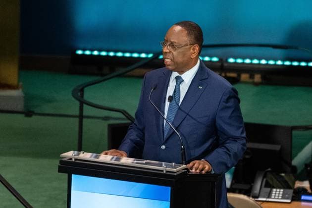 July 23, 2026, New York, New York, USA: Macky Sall speaks as all candidates for the position of Secretary-General respond to questions on key challenges for the United Nations in a televised debate organized by the President of the General Assembly Annalena Baerbock and sponsored by Bloomberg at UN Headquarters in New York, NY on July 23, 2026. There were 6 candidates: Michele Bachelet, Maria Fernanda Espinosa, Rafael Mariano Grossi, Rebeca Grynspan, Carolyn Rodriguez Birkett and Macky Sall. New York USA - ZUMAr339 20260723_znp_r339_073 Copyright: xLevxRadinx