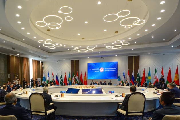 KYRGYZSTAN, ISSYK-KUL REGION - JULY 24, 2026: A meeting of the SCO (Shanghai Cooperation Organisation) Council of Foreign Ministers takes place in Cholpon-Ata, a resort town on the northern shore of Lake Issyk-Kul. Vladislav Nogai TASS  95386308