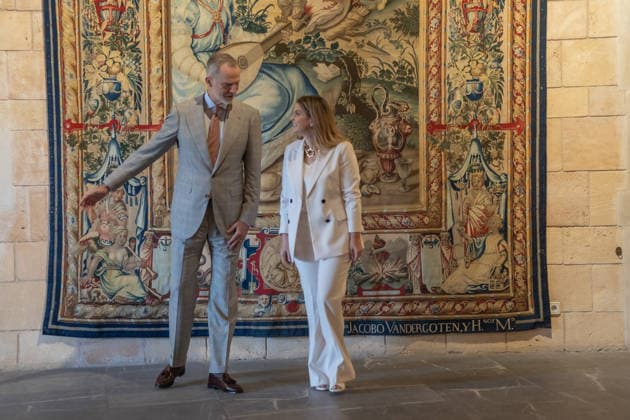 Felipe VI Holds an Audience with Marga Prohens in Palma de Mallorca The president of the Balearic Islands, Marga Prohens, during an audience with King Felipe VI at the Almudaina Royal Palace on July 24, 2026, in Palma de Mallorca, Balearic Islands, Spain. The audience is part of a series of meetings with representatives of Balearic institutions at the start of the Royal Family’s summer stay in Palma. JULY 24, 2026 Javier Ferná Spain  Copyright: xJavierxFernandezx 7683797